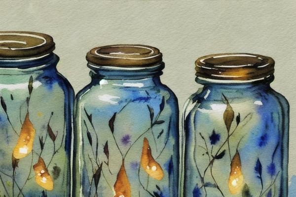 Jars with fireflies