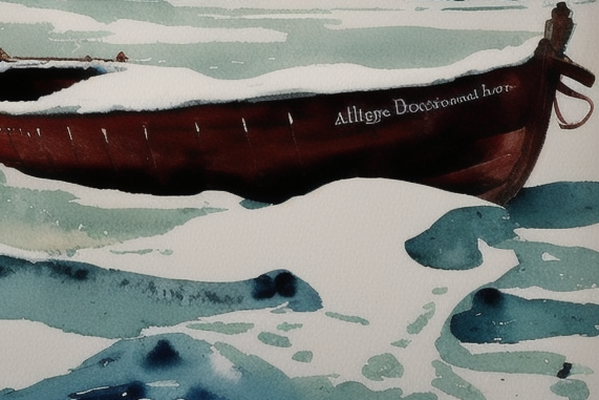 A boat among the snowy seas